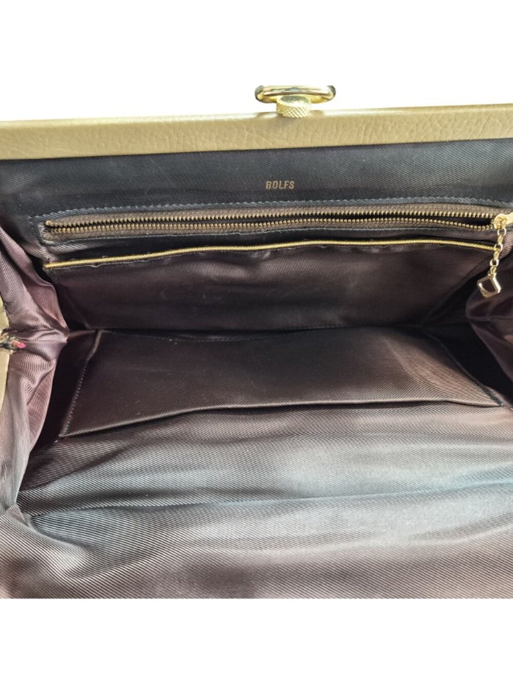 Vintage Rolfs Floral Tapestry & Faux Leather Handbag With Gold-Tone Accents - Picture 10 of 11